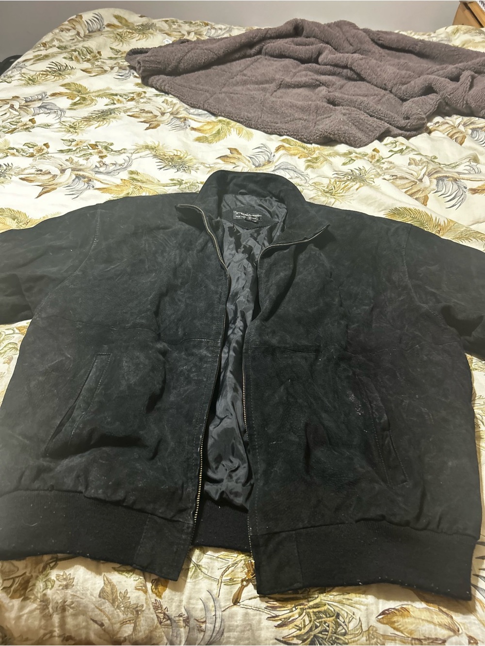 Men's Black Suede Bomber Jacket - Classic Casual